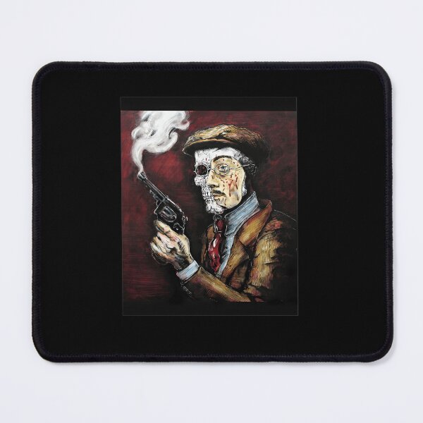 Item preview, Half Skeleton Detective Holding Smoking Revolver Illustration designed and sold by MarioELindeman.
