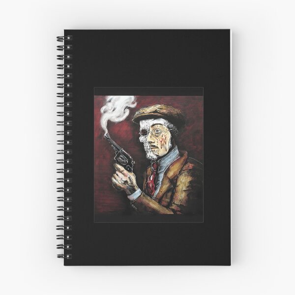 Item preview, Half Skeleton Detective Holding Smoking Revolver Illustration designed and sold by MarioELindeman.