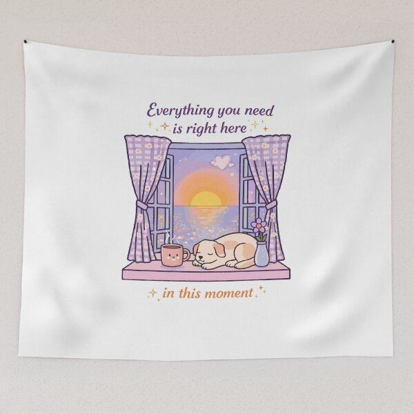 Item preview, Everything You Need Is Right Here Dog & Sunset Poster designed and sold by Matinez Pink.
