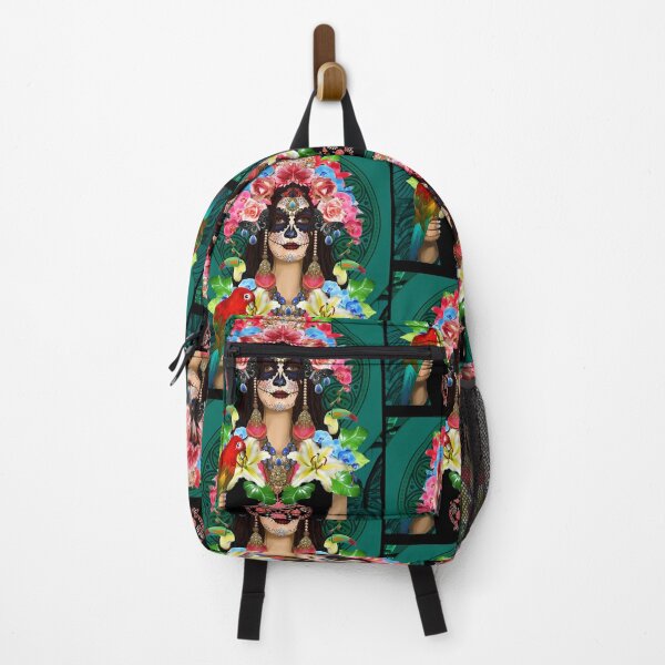 Item preview, Day of the Dead Sugar Skull Woman Tropical Portrait designed and sold by MarioELindeman.