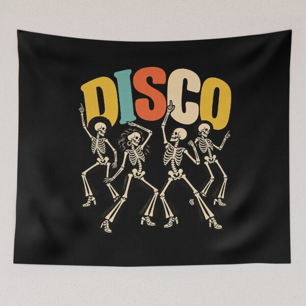 Item preview, Disco Skeletons Dancing 70s Retro Vintage Groovy Spooky Halloween Graphic designed and sold by ZaDonShop.