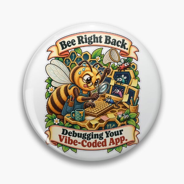 Item preview, Bee Right Back. Debugging Your Vibe-Coded App. - Bee Developer Humor designed and sold by Ctrl Alt Bureaucracy.