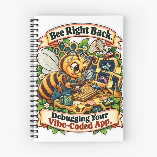 Item preview, Bee Right Back. Debugging Your Vibe-Coded App. - Bee Developer Humor designed and sold by Ctrl Alt Bureaucracy.