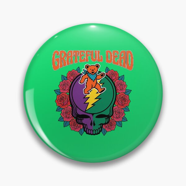 Item preview, Grateful Dead Lightning Skull Roses Circle designed and sold by EarthToEverlas.