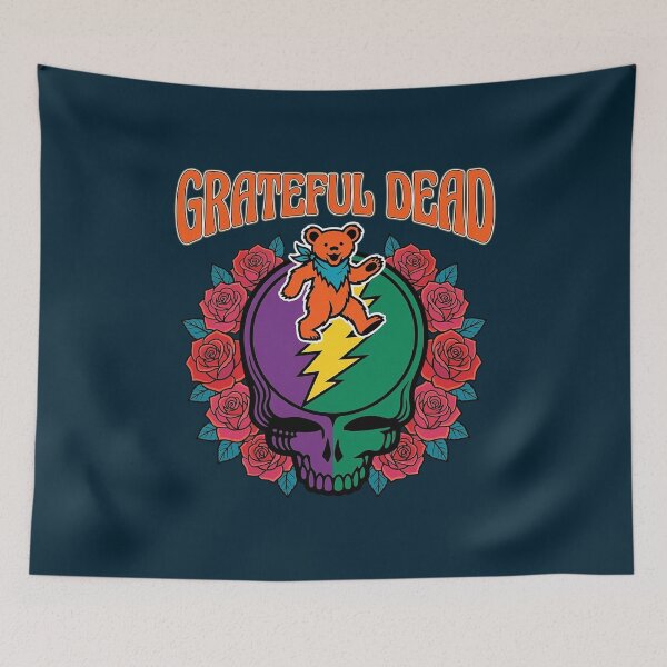 Item preview, Grateful Dead Lightning Skull Roses Circle designed and sold by EarthToEverlas.