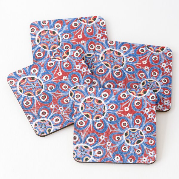 Item preview, Groovy Blue Flowers on Red designed and sold by Fani*.