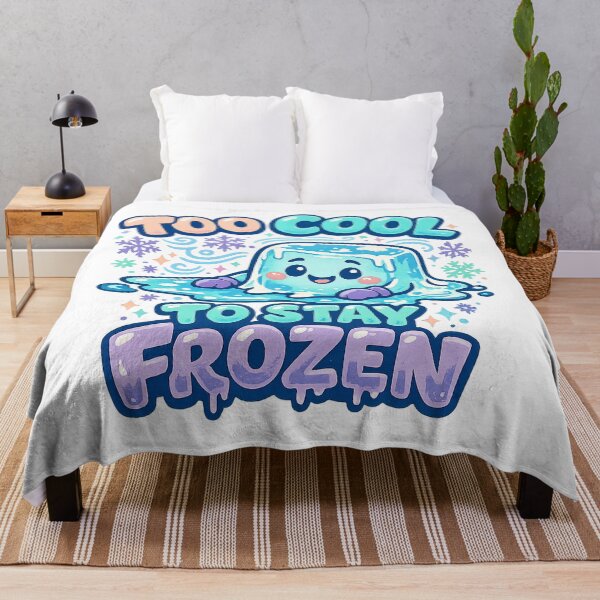 Item preview, Too Cool to Stay Frozen Cute Ice Cube Kawaii Pun Funny Summer Art designed and sold by inkoutninja.