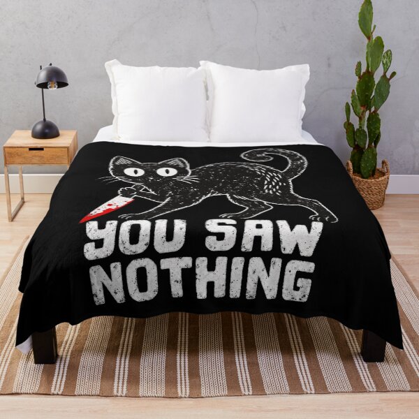 Item preview, You Saw Nothing Funny Black Cat Knife Spooky Kitten Dark Humor Graphic designed and sold by ZaDonShop.