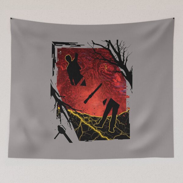 Item preview, Chainsaw Hand Hero Silhouette Over Demon-47 designed and sold by EmreKar.