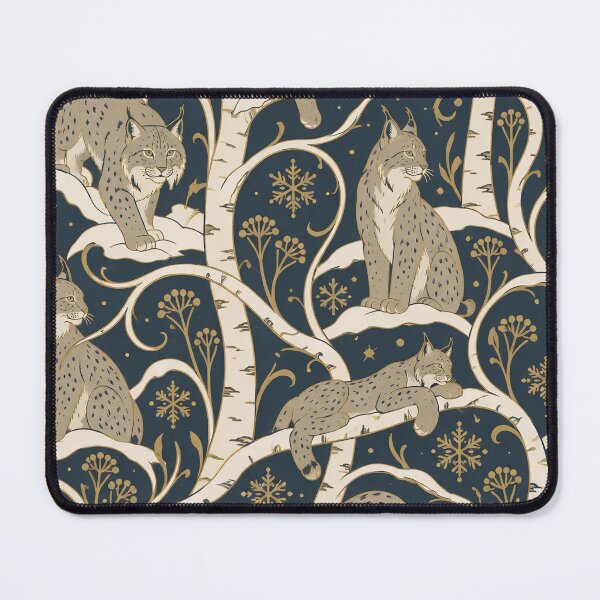 Item preview, Canada Lynx Art Nouveau Seamless Pattern | Winter Birch Forest Wild Cat Repeat designed and sold by StickyGuys.