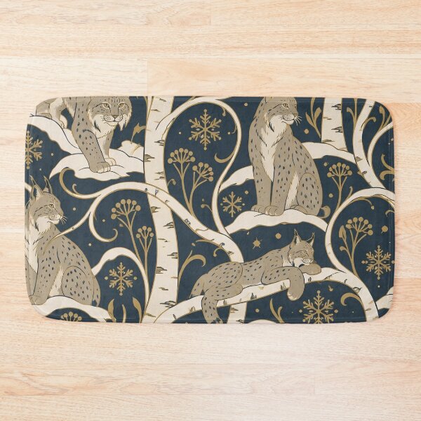 Item preview, Canada Lynx Art Nouveau Seamless Pattern | Winter Birch Forest Wild Cat Repeat designed and sold by StickyGuys.