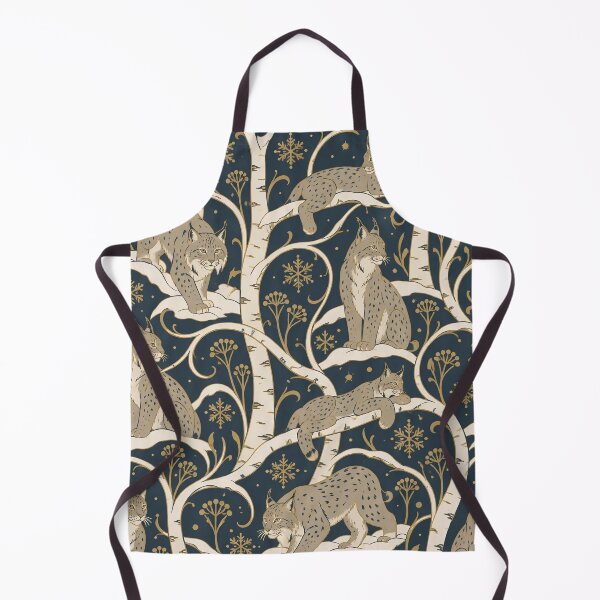 Item preview, Canada Lynx Art Nouveau Seamless Pattern | Winter Birch Forest Wild Cat Repeat designed and sold by StickyGuys.