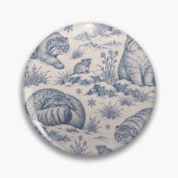 Item preview, Pallas Cat Toile Seamless Pattern | Unimpressed Manul Wild Cat Toile de Jouy designed and sold by StickyGuys.