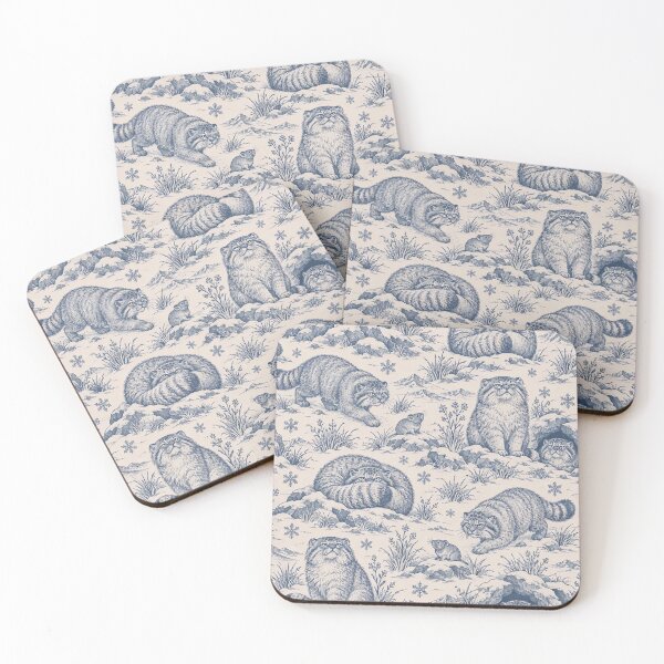 Item preview, Pallas Cat Toile Seamless Pattern | Unimpressed Manul Wild Cat Toile de Jouy designed and sold by StickyGuys.