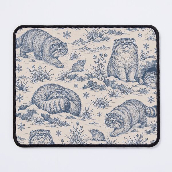 Item preview, Pallas Cat Toile Seamless Pattern | Unimpressed Manul Wild Cat Toile de Jouy designed and sold by StickyGuys.
