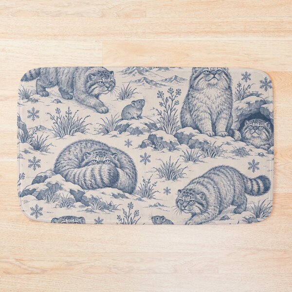 Item preview, Pallas Cat Toile Seamless Pattern | Unimpressed Manul Wild Cat Toile de Jouy designed and sold by StickyGuys.