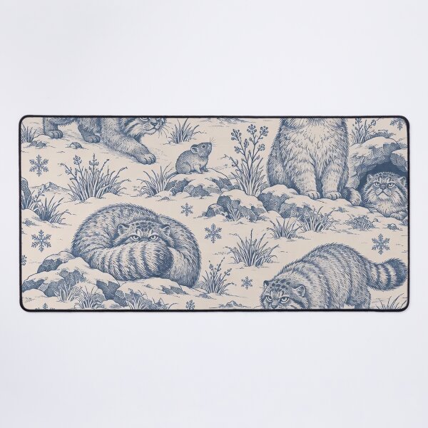 Item preview, Pallas Cat Toile Seamless Pattern | Unimpressed Manul Wild Cat Toile de Jouy designed and sold by StickyGuys.