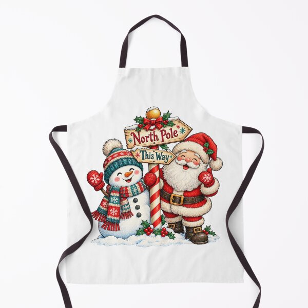 Item preview, Santa and Snowman by the North Pole Sign designed and sold by skyartdesign.