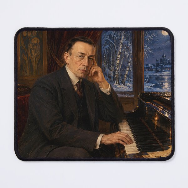 Item preview, Romantic Piano Titan: Sergei Rachmaninoff Vintage Oil Painting - Russian Symphony Soul designed and sold by DoReMiStudio.