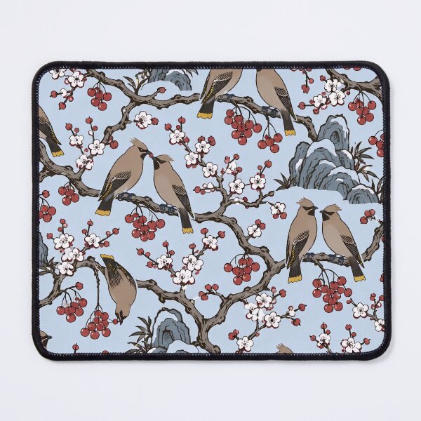 Item preview, Cedar Waxwing Chinoiserie Seamless Pattern | Winter Berry Birds Chinoiserie Wallpaper designed and sold by StickyGuys.
