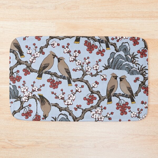 Item preview, Cedar Waxwing Chinoiserie Seamless Pattern | Winter Berry Birds Chinoiserie Wallpaper designed and sold by StickyGuys.