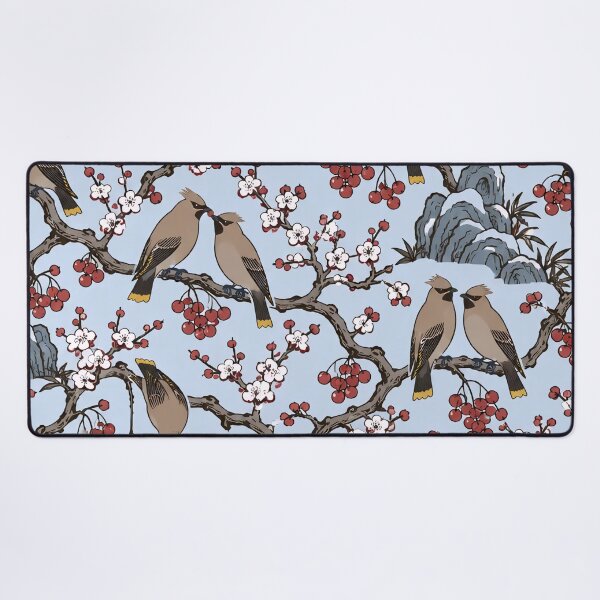 Item preview, Cedar Waxwing Chinoiserie Seamless Pattern | Winter Berry Birds Chinoiserie Wallpaper designed and sold by StickyGuys.
