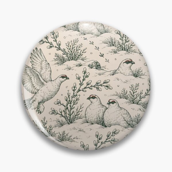 Item preview, Willow Ptarmigan Toile Seamless Pattern | Alaska State Bird Winter Toile de Jouy designed and sold by StickyGuys.