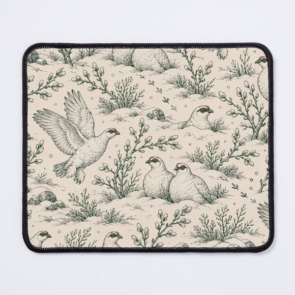Item preview, Willow Ptarmigan Toile Seamless Pattern | Alaska State Bird Winter Toile de Jouy designed and sold by StickyGuys.