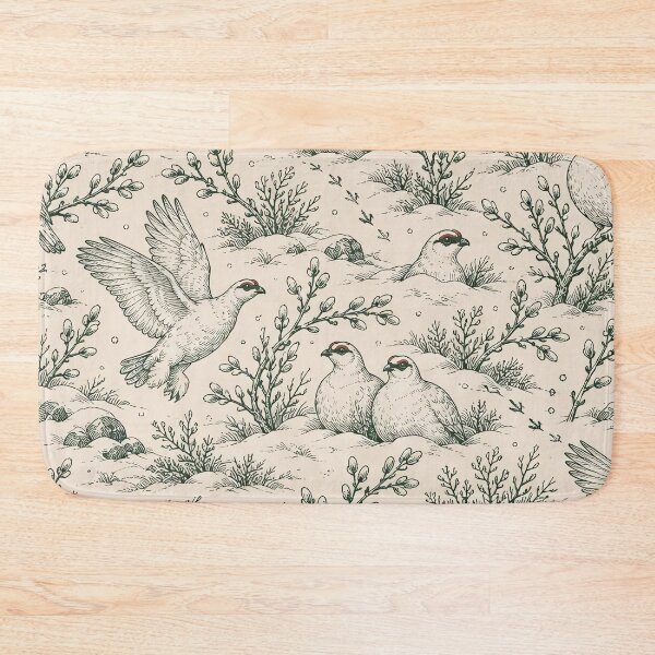 Item preview, Willow Ptarmigan Toile Seamless Pattern | Alaska State Bird Winter Toile de Jouy designed and sold by StickyGuys.