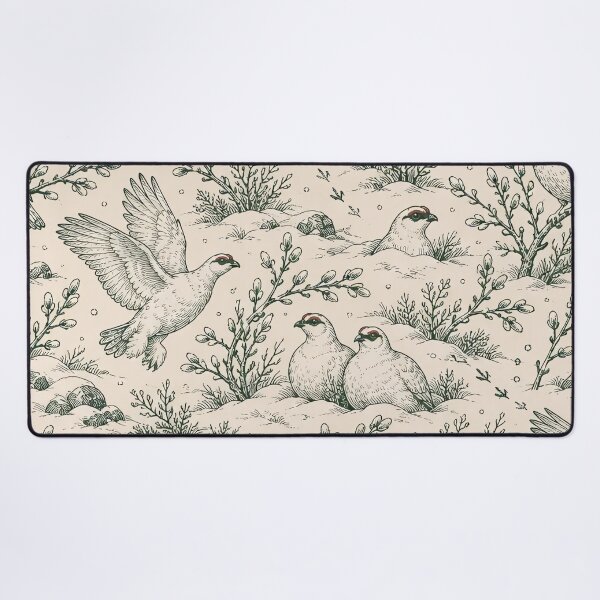 Item preview, Willow Ptarmigan Toile Seamless Pattern | Alaska State Bird Winter Toile de Jouy designed and sold by StickyGuys.