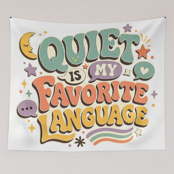 Item preview, Quiet Is My Favorite Language Introvert Retro Typography Quote Art designed and sold by inkoutninja.