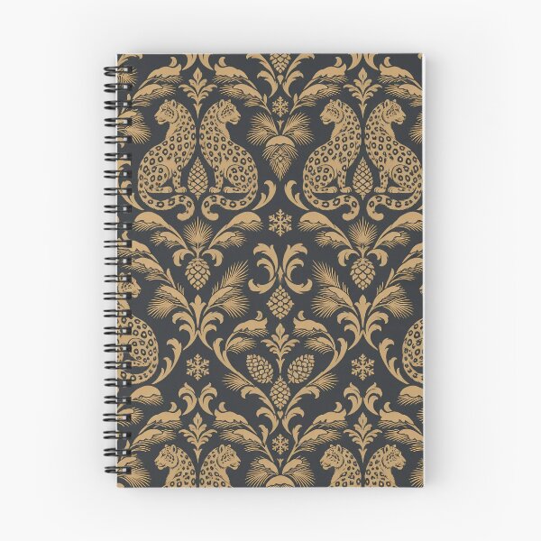 Item preview, Amur Leopard Damask Seamless Pattern | Gold and Charcoal Big Cat Winter Damask designed and sold by StickyGuys.
