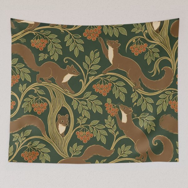 Item preview, Pine Marten Art Nouveau Seamless Pattern | Rowan Berry Woodland Animals Repeat designed and sold by StickyGuys.
