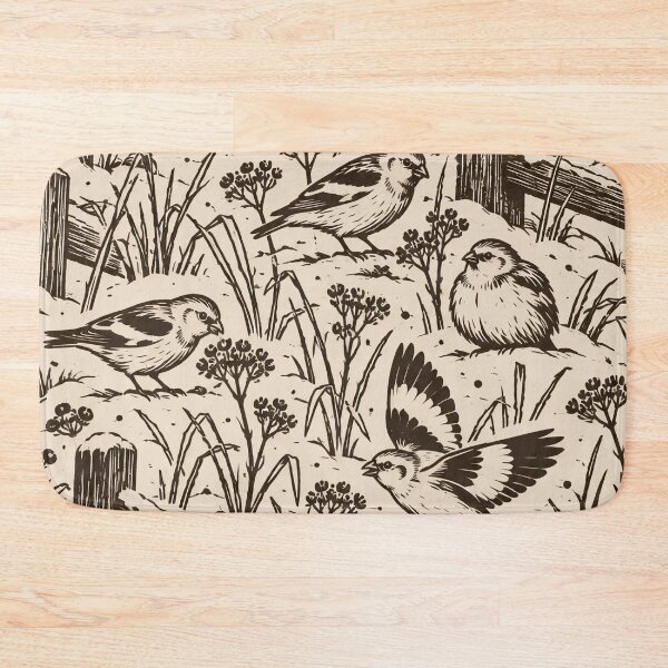 Item preview, Snow Bunting Woodcut Seamless Pattern | Winter Birds Vintage Woodcut Print Repeat designed and sold by StickyGuys.