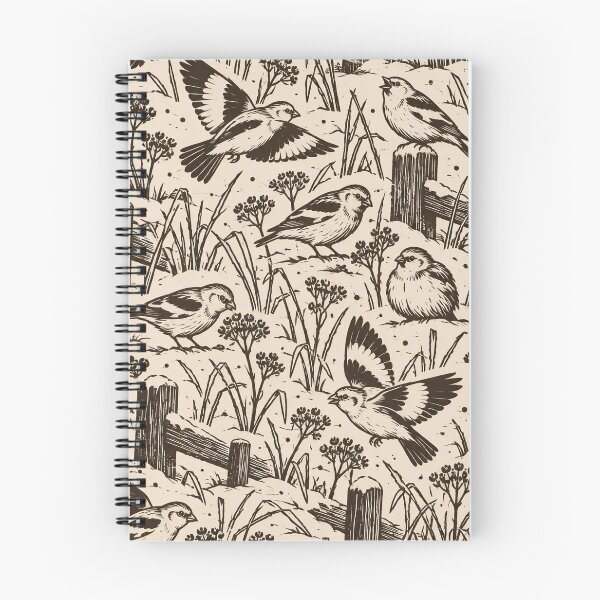 Item preview, Snow Bunting Woodcut Seamless Pattern | Winter Birds Vintage Woodcut Print Repeat designed and sold by StickyGuys.