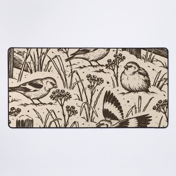 Item preview, Snow Bunting Woodcut Seamless Pattern | Winter Birds Vintage Woodcut Print Repeat designed and sold by StickyGuys.