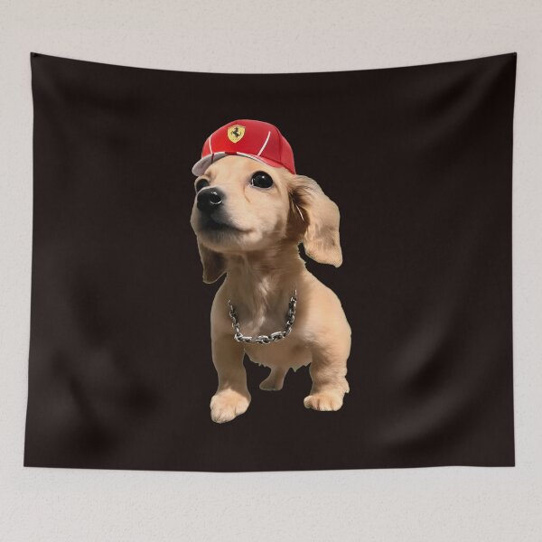Item preview, Dachshund Pup With Chain & Ferrari Cap designed and sold by PickleballWeart.