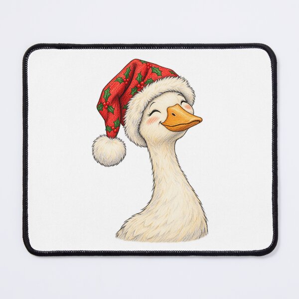 Item preview, Cheerful Christmas Goose Wearing a Holly Santa Hat designed and sold by skyartdesign.