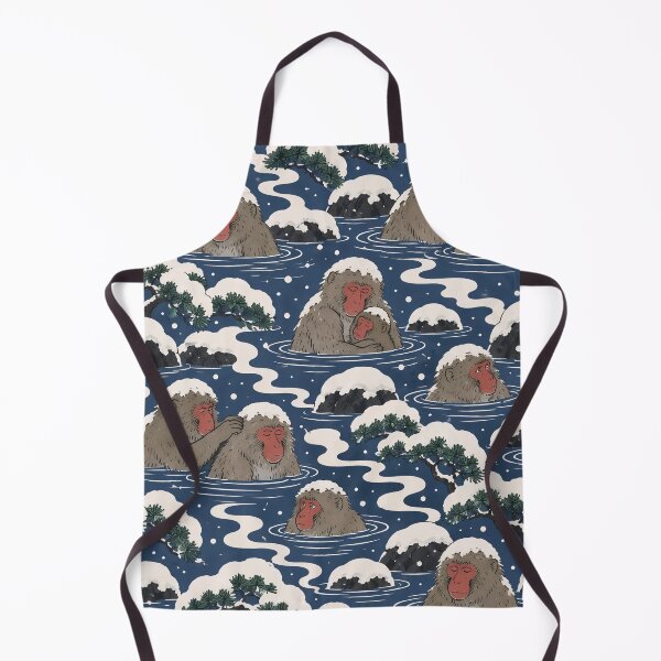 Item preview, Japanese Macaque Ukiyo-e Seamless Pattern | Snow Monkey Onsen Hot Spring Woodblock designed and sold by StickyGuys.