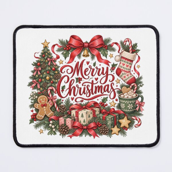 Item preview, Merry Christmas Bow with Tree and Holiday Treats designed and sold by skyartdesign.