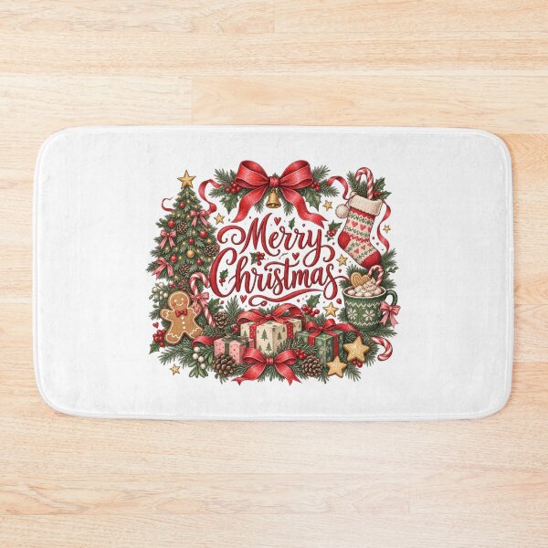 Item preview, Merry Christmas Bow with Tree and Holiday Treats designed and sold by skyartdesign.
