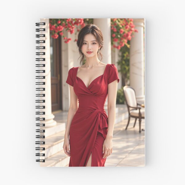 Item preview, Scarlet Allure — Elegant Woman on a Sunlit Terrace designed and sold by SEIMEI2025.