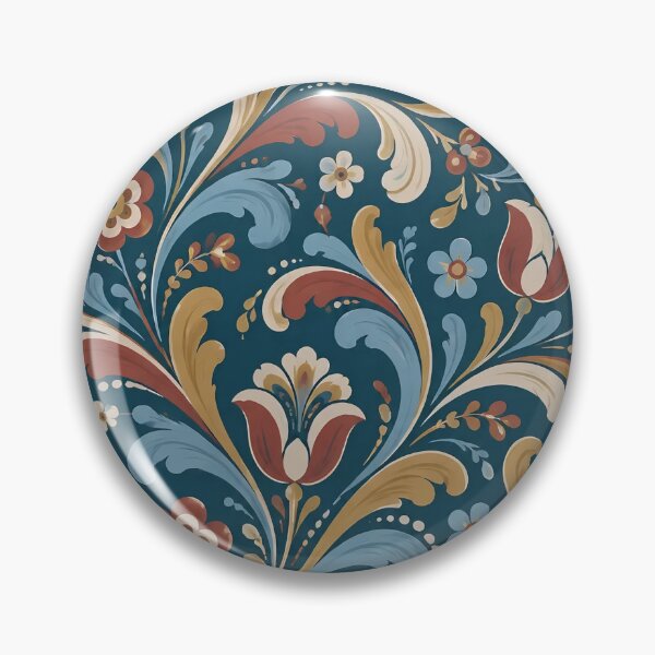 Item preview, Rosemaling Seamless Pattern | Norwegian Folk Art Scandinavian Floral Scroll Repeat designed and sold by StickyGuys.