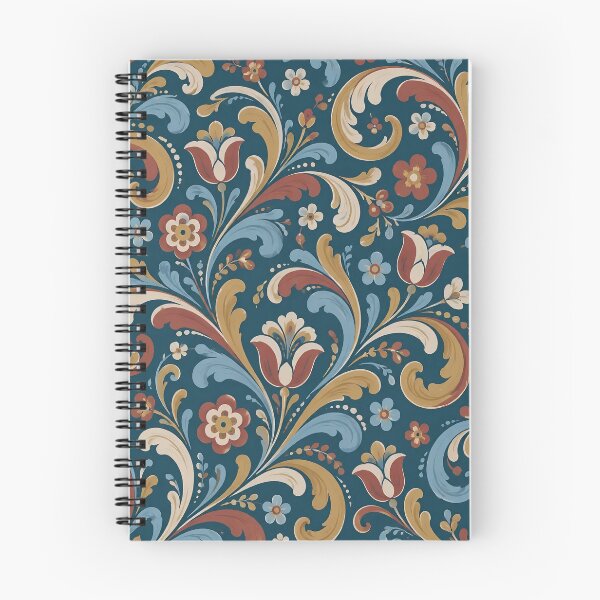 Item preview, Rosemaling Seamless Pattern | Norwegian Folk Art Scandinavian Floral Scroll Repeat designed and sold by StickyGuys.