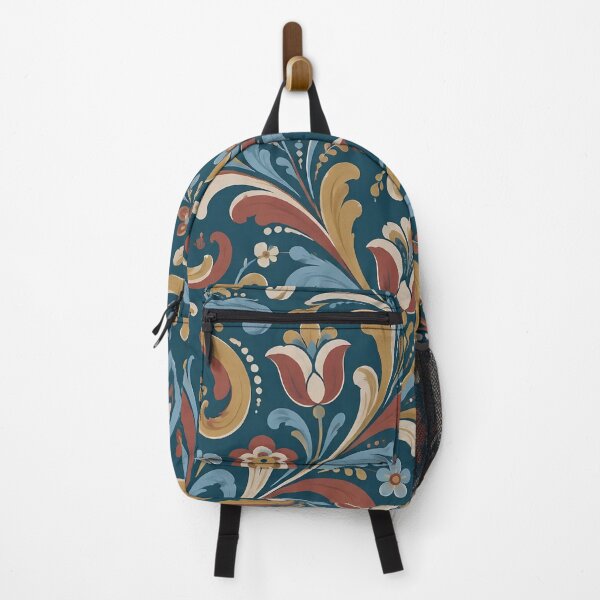 Item preview, Rosemaling Seamless Pattern | Norwegian Folk Art Scandinavian Floral Scroll Repeat designed and sold by StickyGuys.