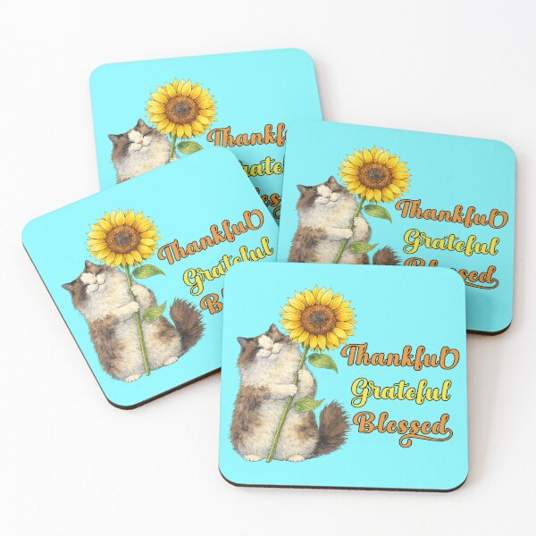Item preview, Sunflower Ragdoll Cat is Thankful, Grateful, Blessed! designed and sold by Lion and Lamb Design.