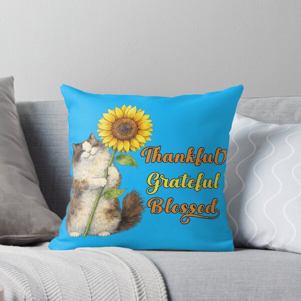 Item preview, Sunflower Ragdoll Cat is Thankful, Grateful, Blessed! designed and sold by Lion and Lamb Design.