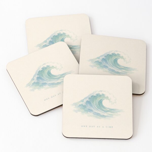 Item preview, One Day at a Time Ocean Wave Illustration | Mental Health Wall Art designed and sold by FixationStudio.