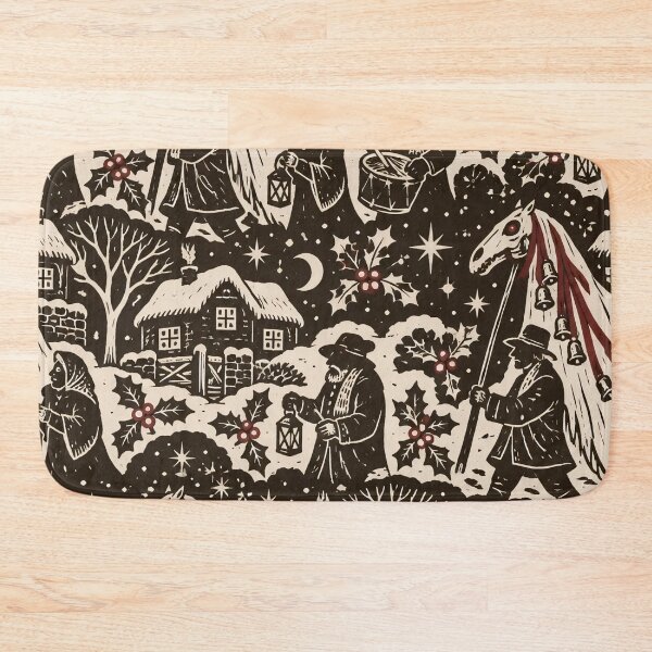 Item preview, Mari Lwyd Woodcut Seamless Pattern | Welsh Folk Horror Horse Skull Wassail Repeat designed and sold by StickyGuys.