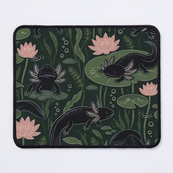 Item preview, Melanoid Axolotl Seamless Pattern | Black Axolotl Moody Dark Cottagecore Pond Repeat designed and sold by StickyGuys.